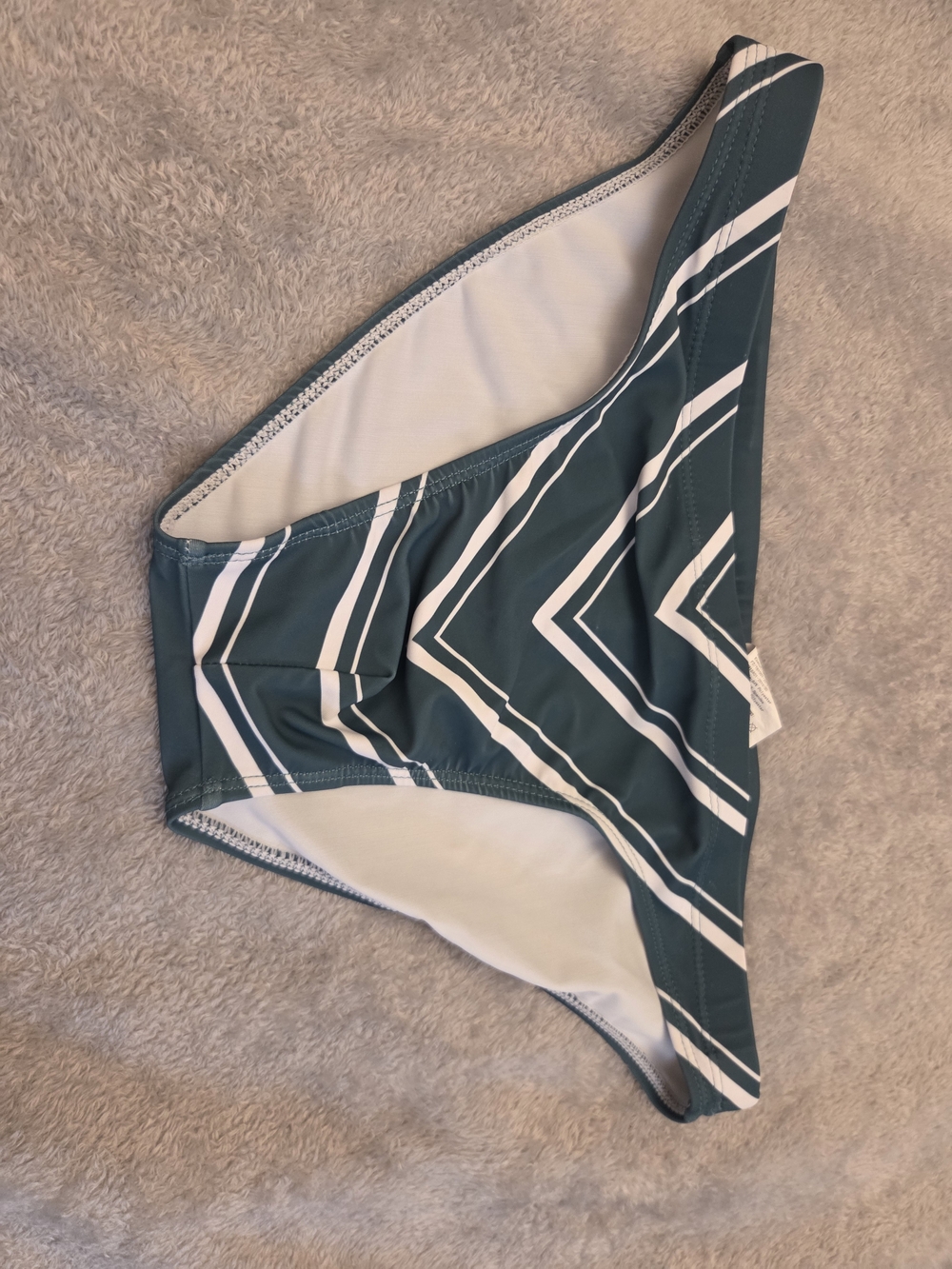 Striped Teal & White Bikini Bottom